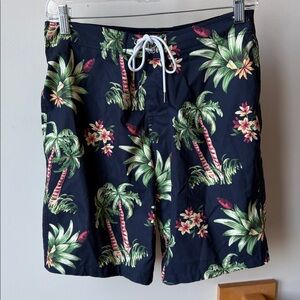 Abercrombie Hawaiian Palm Tropical Print Stretch Swim Trunks Board Shorts 28